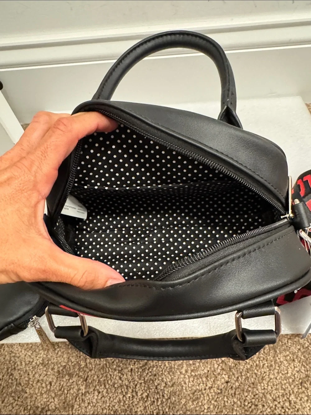 Betty Boop Black Printed Dome satchel bag with pouch NWT